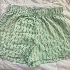 Colsie Mint and Dark Green Striped Lounge Shorts